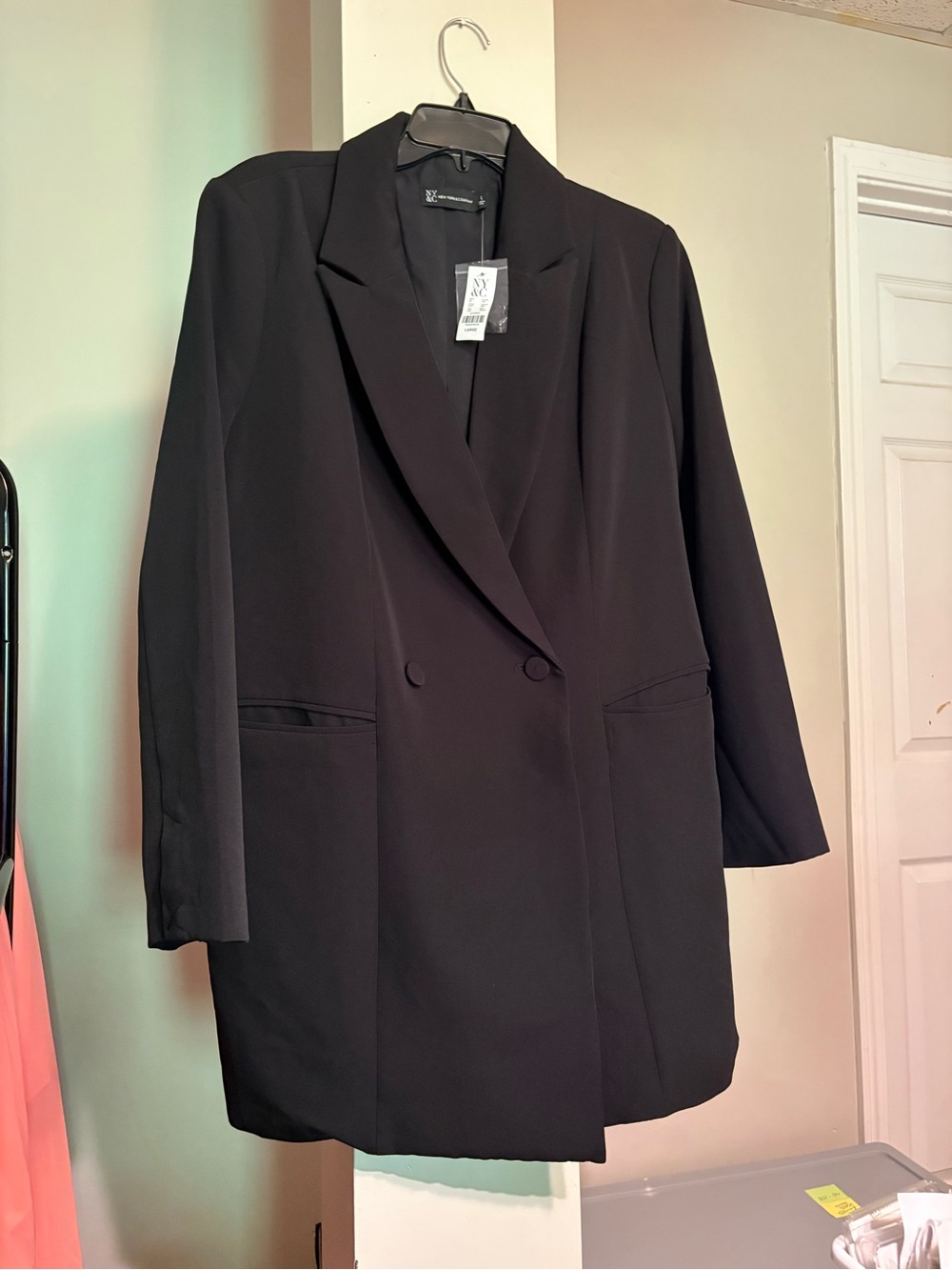 New York & Company Black Double-Breasted Blazer Jacket